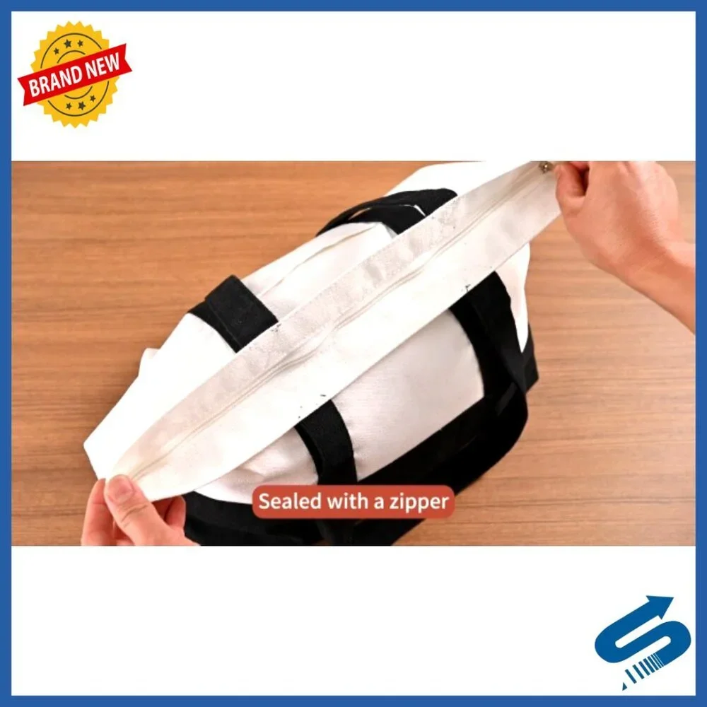 Canvas Tote Bags Set with Makeup Pouches Reusable Zippered Grocery Travel